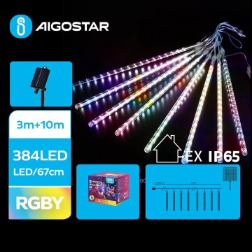 Aigostar - Solar LED String Lights 384 LEDs / 13 m, IP65, 1200 mAh, Multicolor