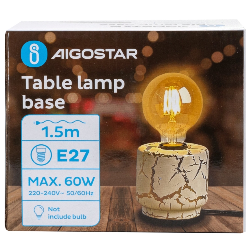 Aigostar - Table lamp 1xE27/60W/230V white/gold