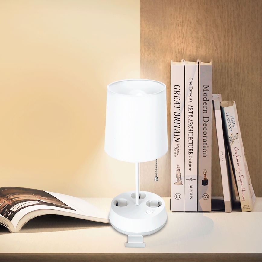 Aigostar - Table lamp with power outlets 1xE27/60W/230V white