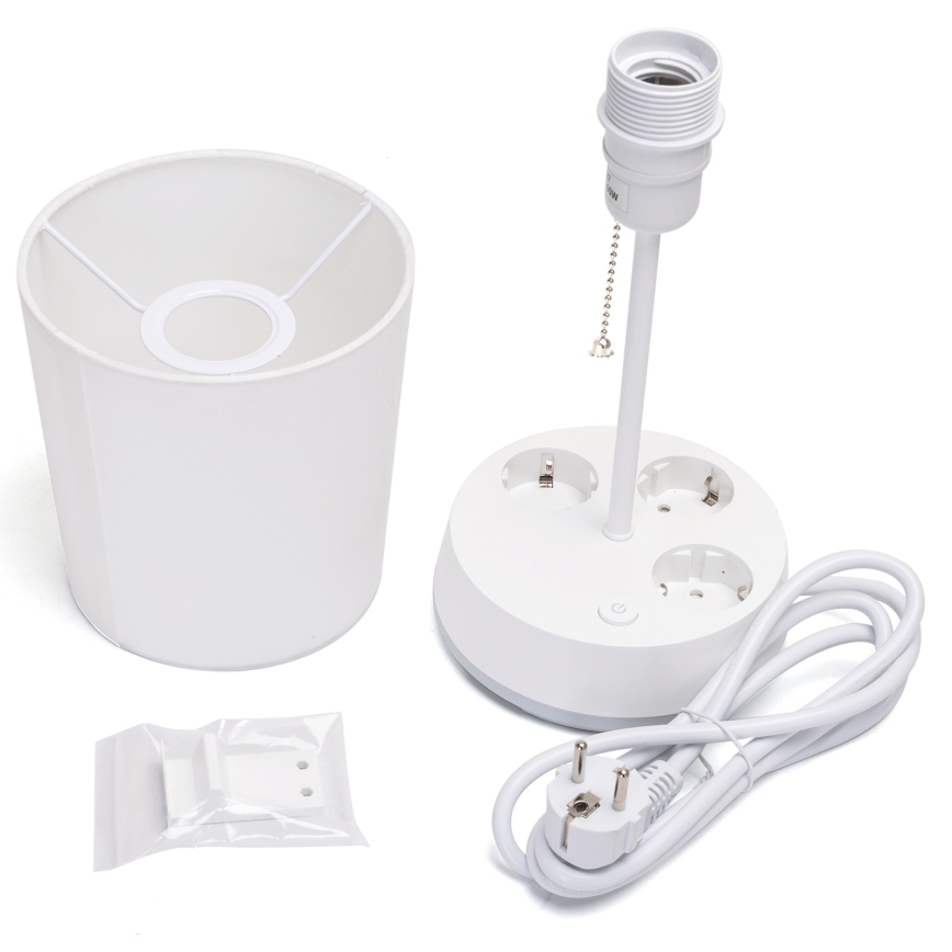 Aigostar - Table lamp with power outlets 1xE27/60W/230V white