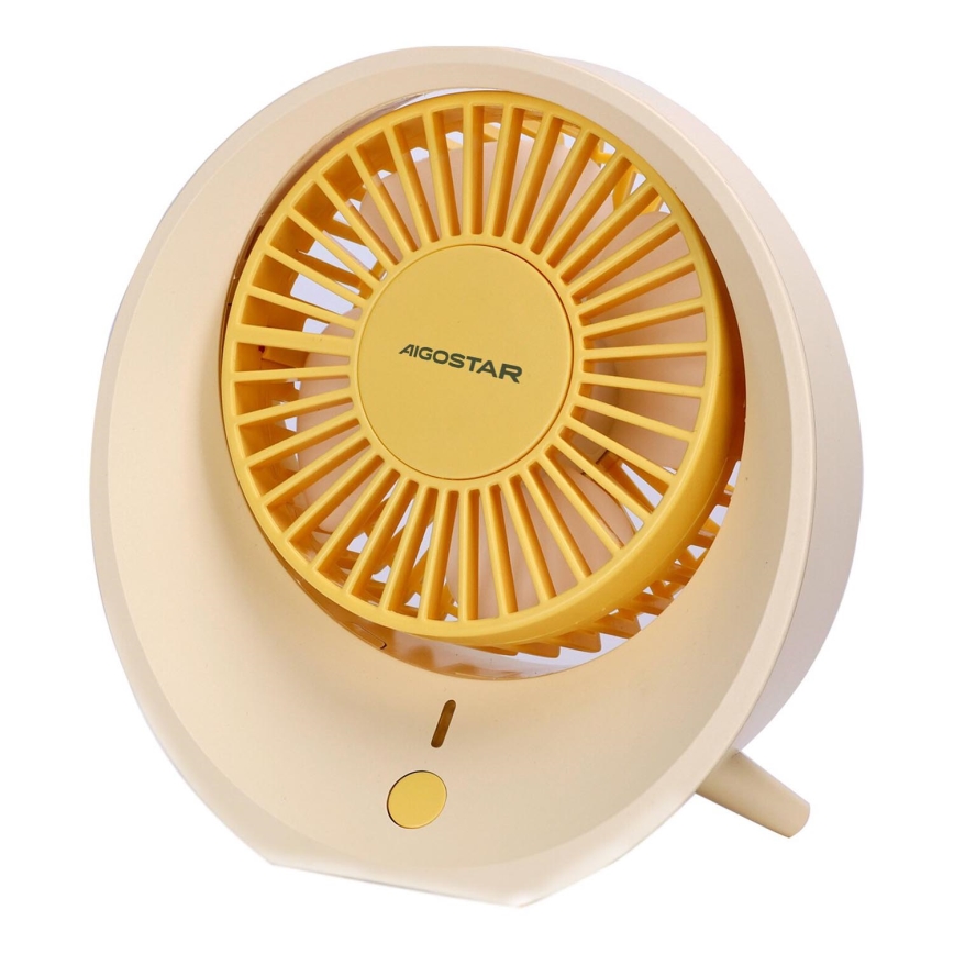 Aigostar - Table rechargeable fan 3W/5V 1200mAh USB orange