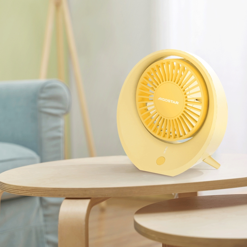 Aigostar - Table rechargeable fan 3W/5V 1200mAh USB orange