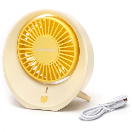 Aigostar - Table rechargeable fan 3W/5V 1200mAh USB orange
