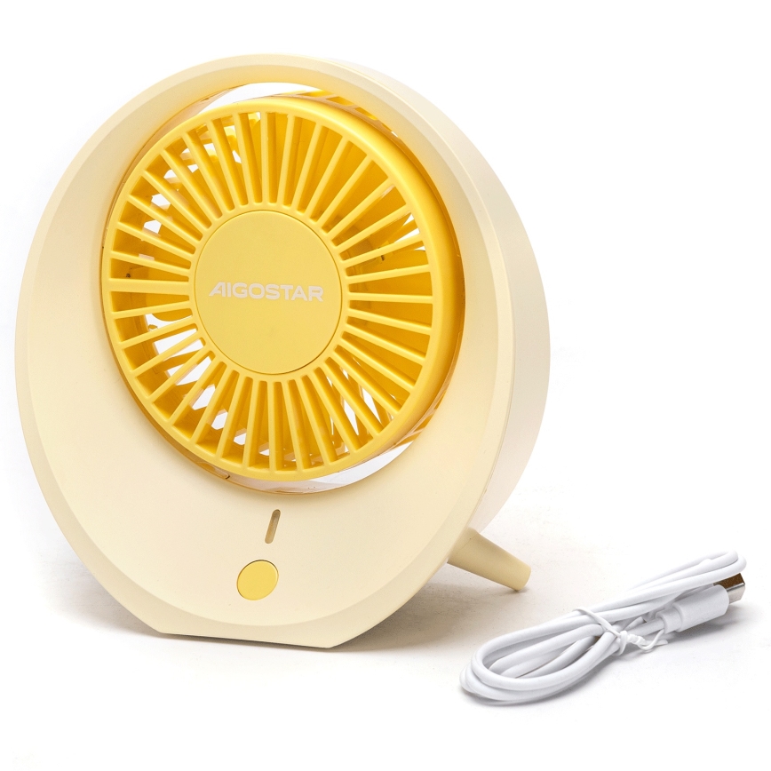 Aigostar - Table rechargeable fan 3W/5V 1200mAh USB orange