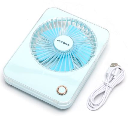Aigostar - Table rechargeable fan 5W/5V 3600mAh USB blue