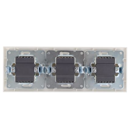 Aigostar - Three-Gang Switch with Frame No. 6, White