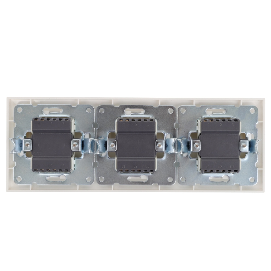 Aigostar - Three-Gang Switch with Frame No. 6, White