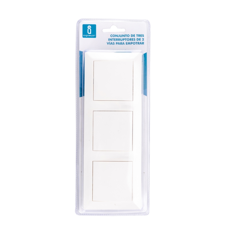 Aigostar - Three-Gang Switch with Frame No. 6, White