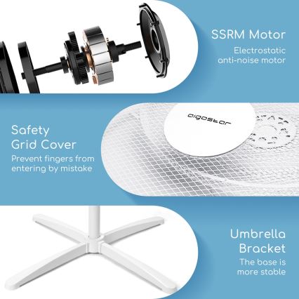Aigostar - Tower fan 40W/230V 120 cm white