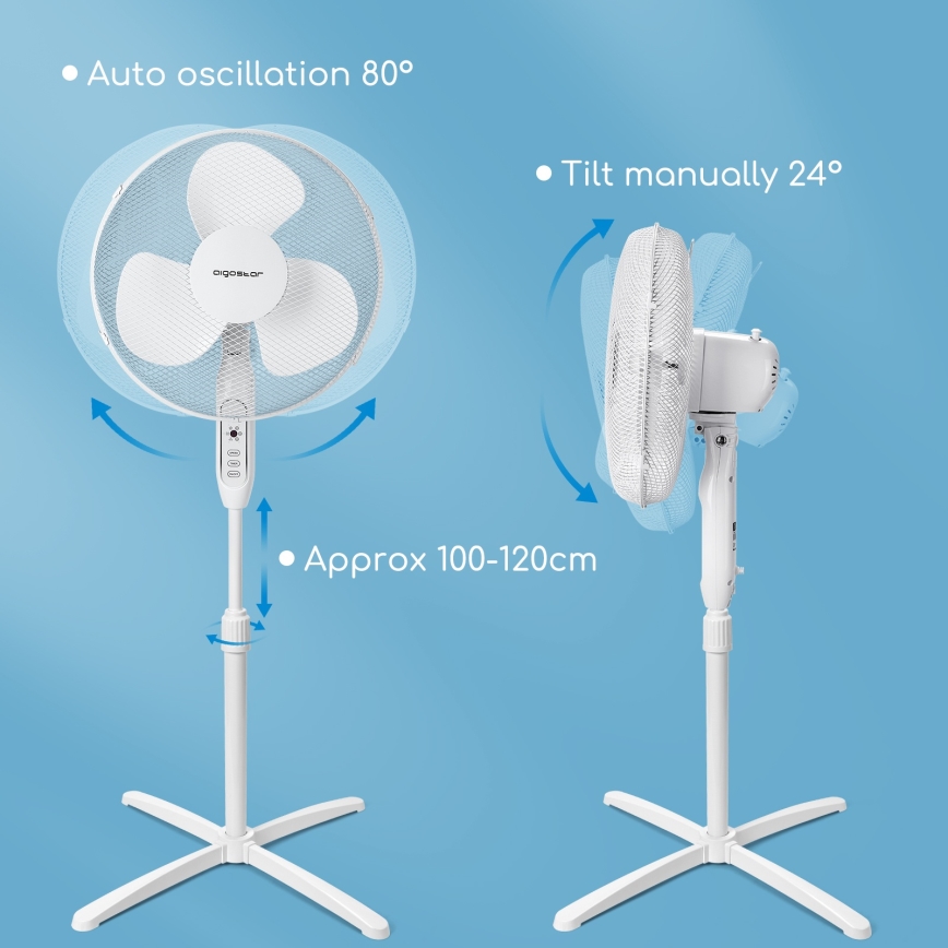Aigostar - Tower fan 40W/230V 120 cm white