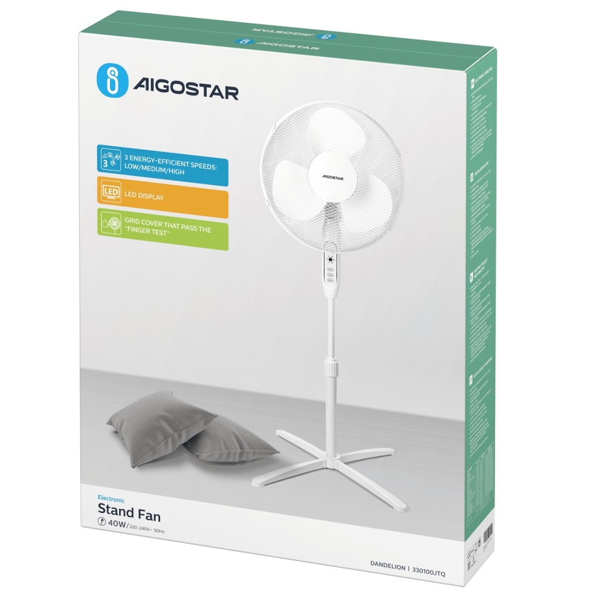 Aigostar - Tower fan 40W/230V 120 cm white
