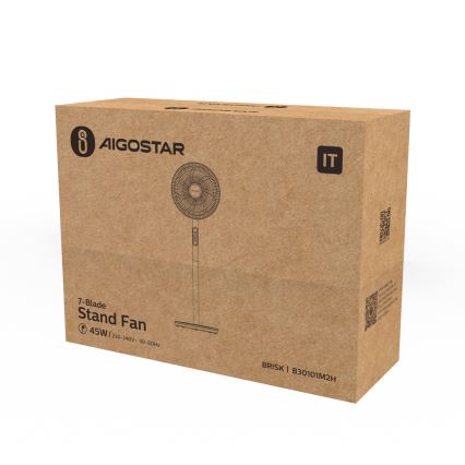 Aigostar - Tower fan 45W/230V 110 cm white