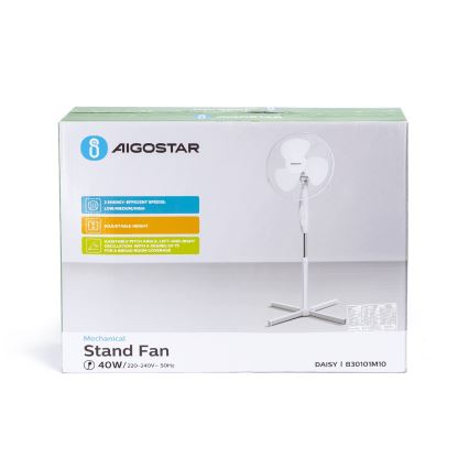 Aigostar - Tower fan 45W/230V 125 cm white