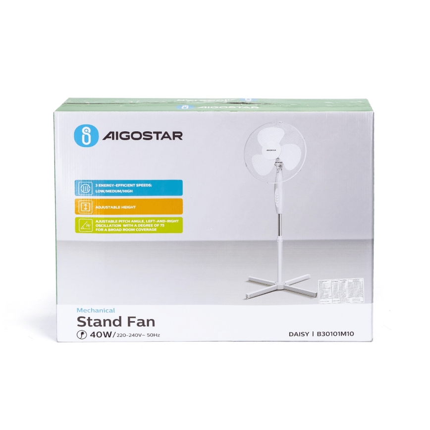 Aigostar - Tower fan 45W/230V 125 cm white