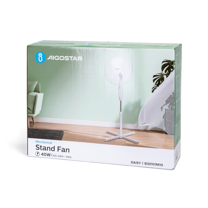 Aigostar - Tower fan 45W/230V 125 cm white