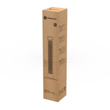 Aigostar - Tower fan 45W/230V black + RC
