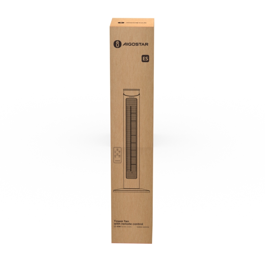 Aigostar - Tower fan 45W/230V black + RC