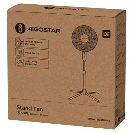 Aigostar - Tower fan 50W/230V 120 cm white