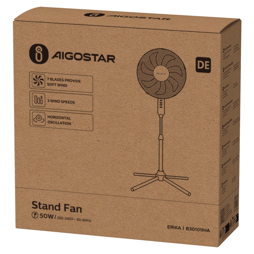 Aigostar - Tower fan 50W/230V 120 cm white