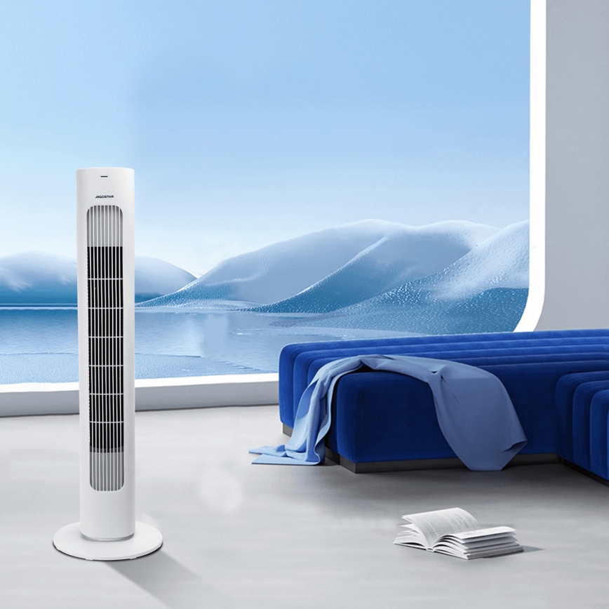 Aigostar - Tower fan 50W/230V white + remote control