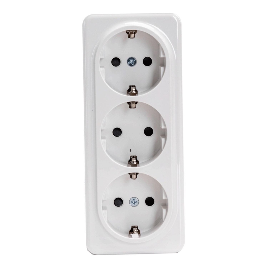 Aigostar - Triple SCHUKO wall socket 250V white