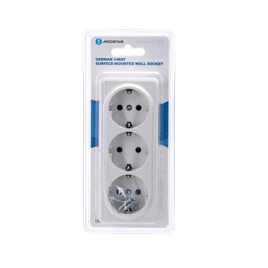 Aigostar - Triple SCHUKO wall socket 250V white