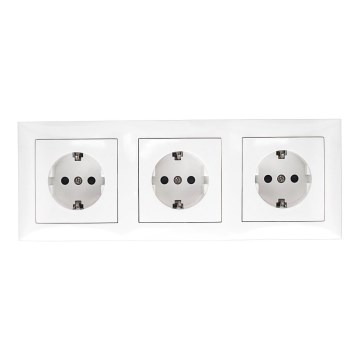 Aigostar - Triple SCHUKO wall socket with faceplate, 230 V, white