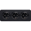 Aigostar - Triple SCHUKO Wall Socket with Frame 250V/16A, Black
