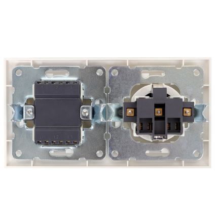 Aigostar - Triple Switch No. 3 with 230V SCHUKO Socket and White Frame