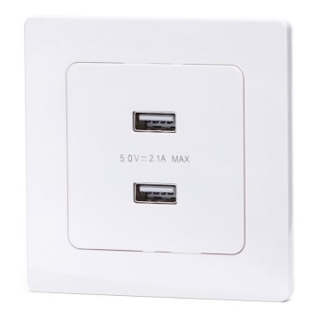 Aigostar - USB charging outlet with frame, 2x USB-A, white