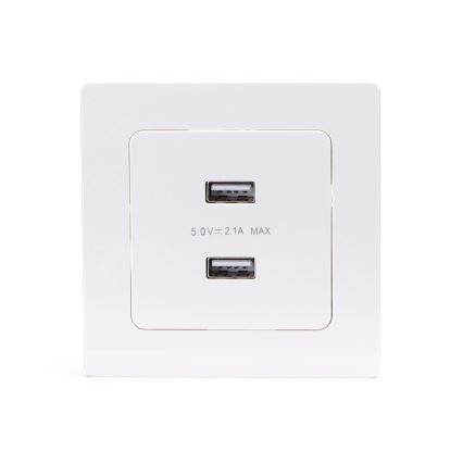Aigostar - USB charging outlet with frame, 2x USB-A, white