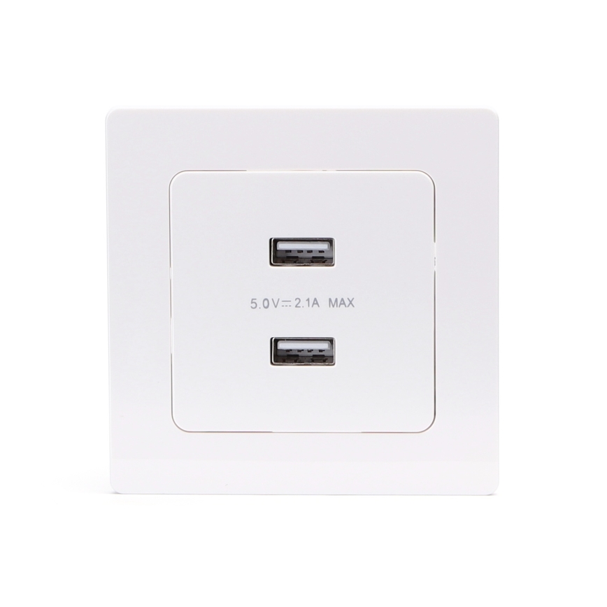 Aigostar - USB charging outlet with frame, 2x USB-A, white