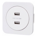 Aigostar - USB power outlet with frame, 2x USB-A, white