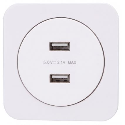 Aigostar - USB power outlet with frame, 2x USB-A, white