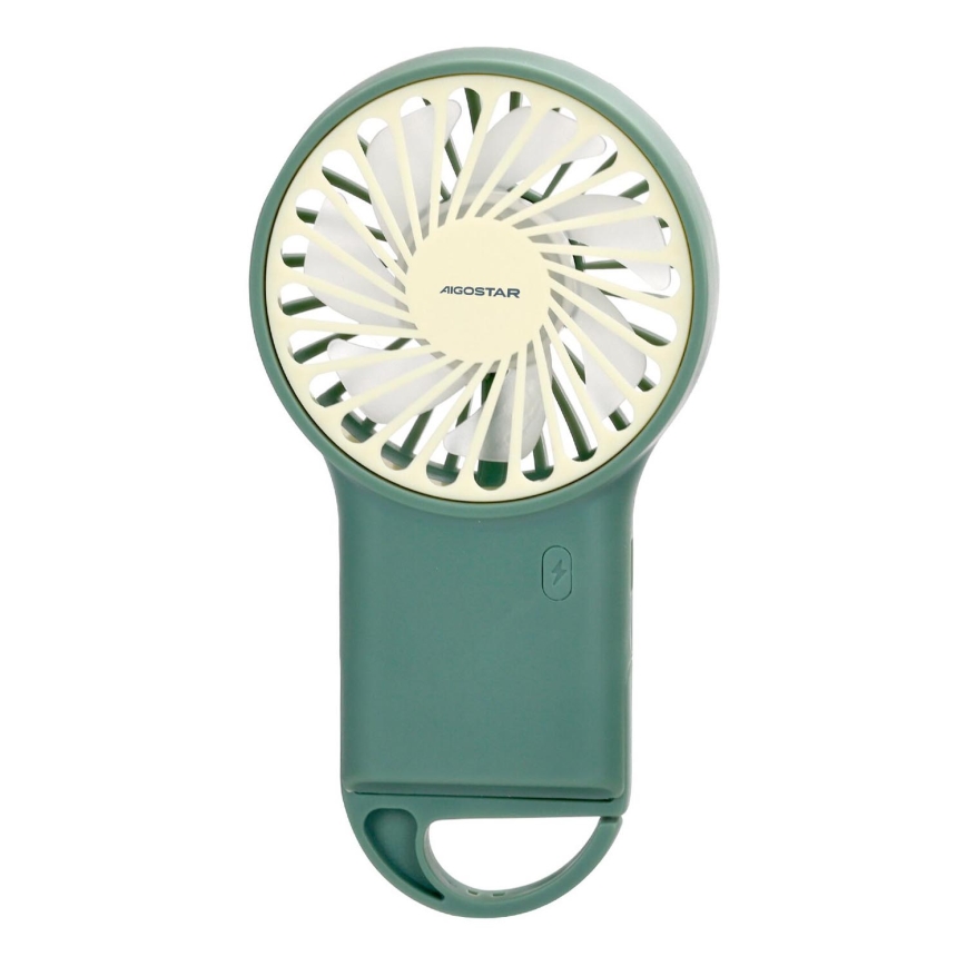 Aigostar - USB Rechargeable Pocket Fan 4W/5V 500 mAh Green