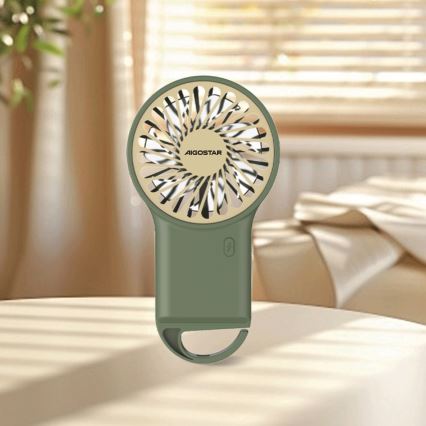 Aigostar - USB Rechargeable Pocket Fan 4W/5V 500 mAh Green