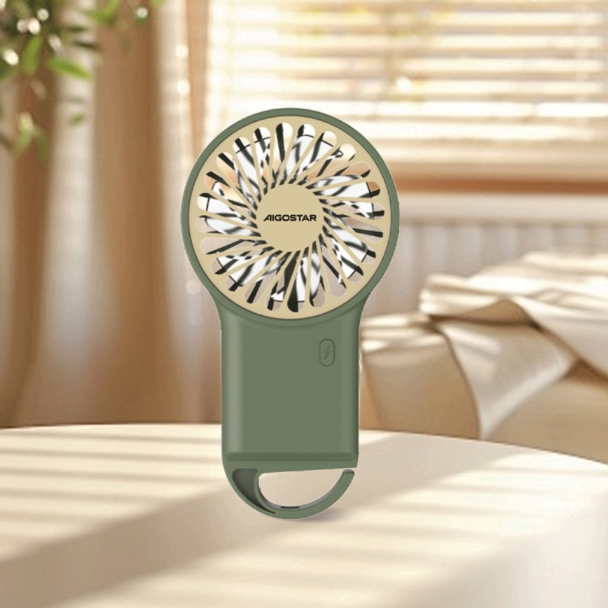 Aigostar - USB Rechargeable Pocket Fan 4W/5V 500 mAh Green