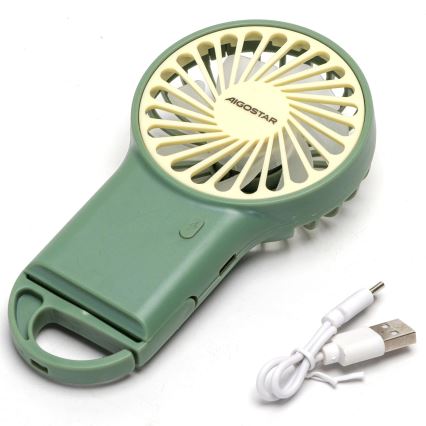 Aigostar - USB Rechargeable Pocket Fan 4W/5V 500 mAh Green