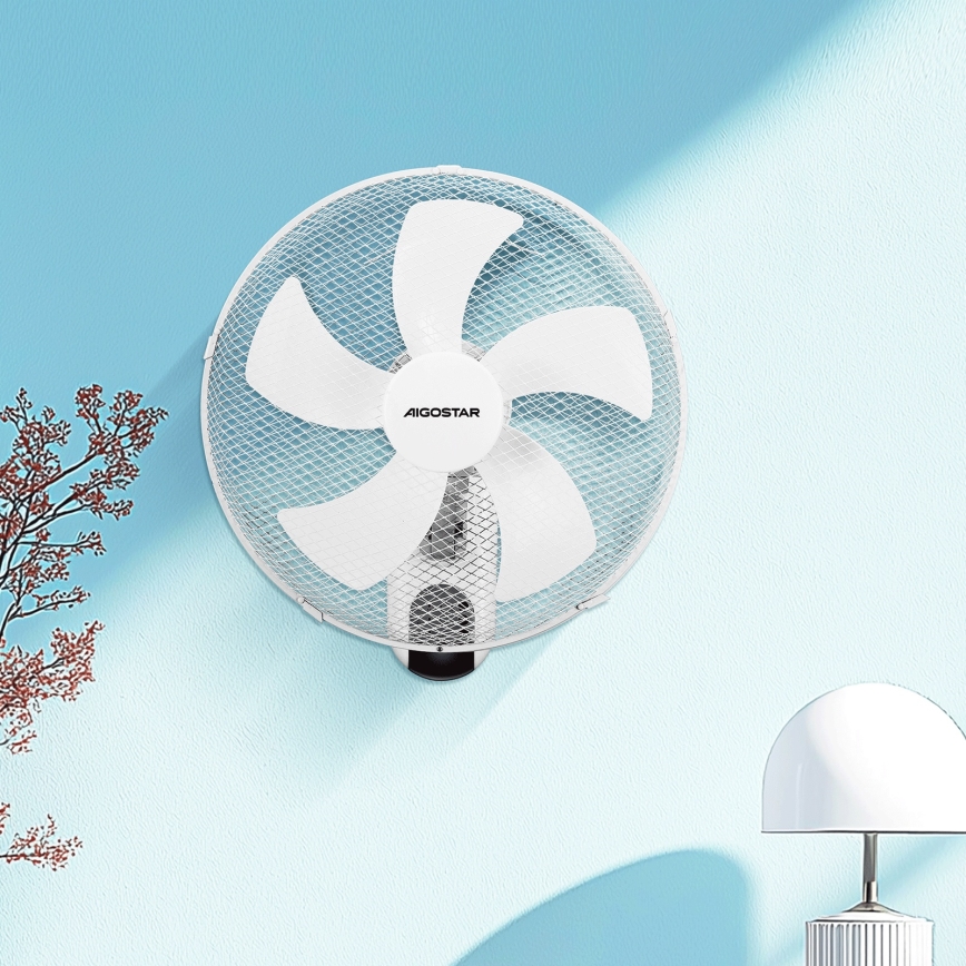 Aigostar -  Wall fan 45W/230V white + remote control