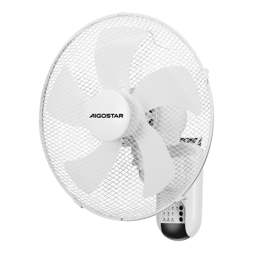 Aigostar -  Wall fan 45W/230V white + remote control