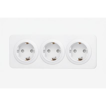 Aigostar - White 3Z SCHUKO wall socket with frame, 250V/16A