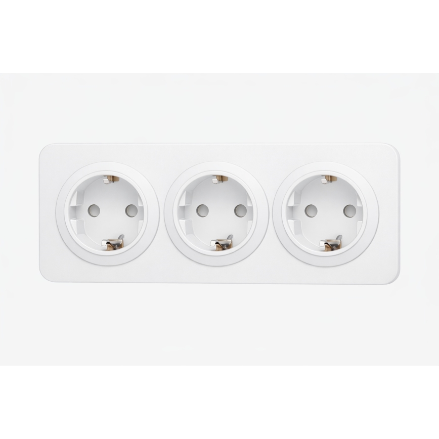 Aigostar - White 3Z SCHUKO wall socket with frame, 250V/16A