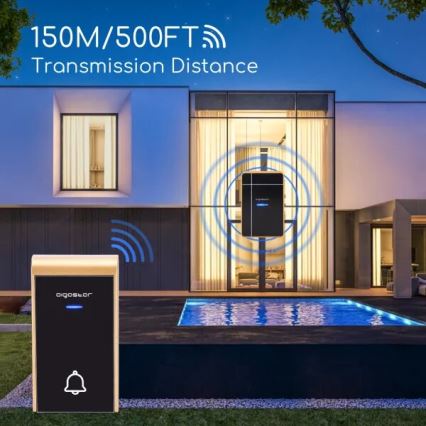 Aigostar - Wireless doorbell 3xAA IP44 black/copper