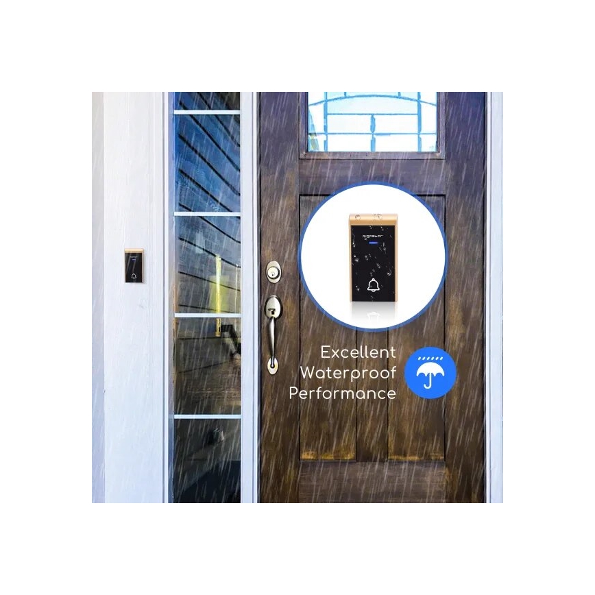 Aigostar - Wireless doorbell 3xAA IP44 black/copper