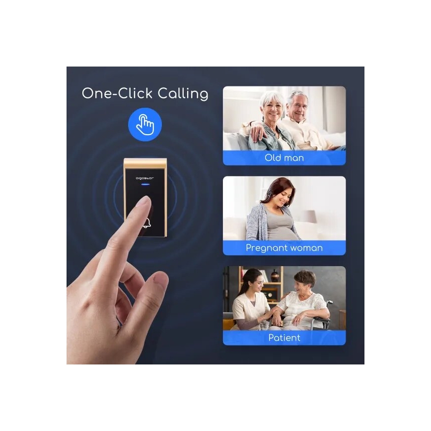 Aigostar - Wireless doorbell 3xAA IP44 black/copper