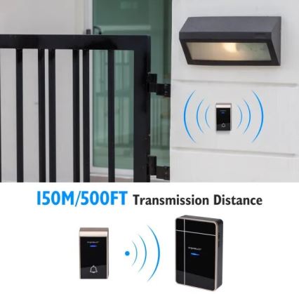 Aigostar - Wireless doorbell 3xAA IP44 black/copper