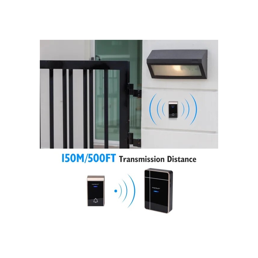 Aigostar - Wireless doorbell 3xAA IP44 black/copper