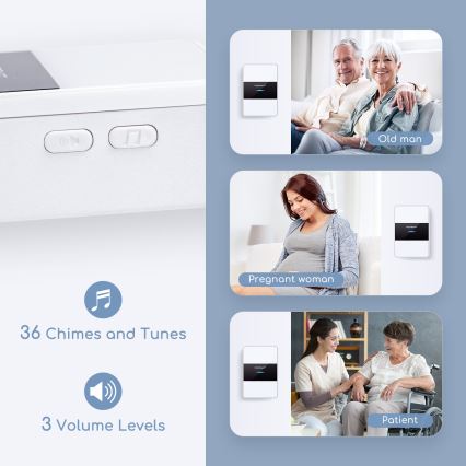 Aigostar - Wireless doorbell 3xAA IP44 black/white