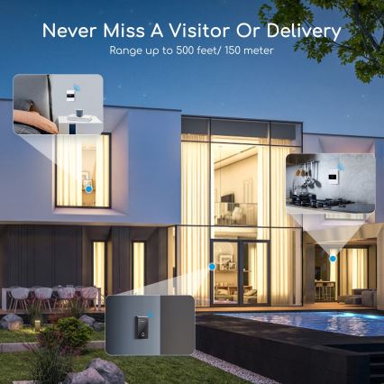 Aigostar - Wireless doorbell 3xAA IP44 black/white