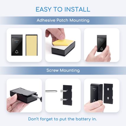 Aigostar - Wireless doorbell 3xAA IP44 black/white